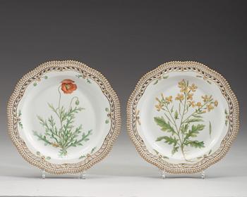 A set of 14 Royal Copenhagen 'Flora Danica' plates, Denmark, 20th Century.