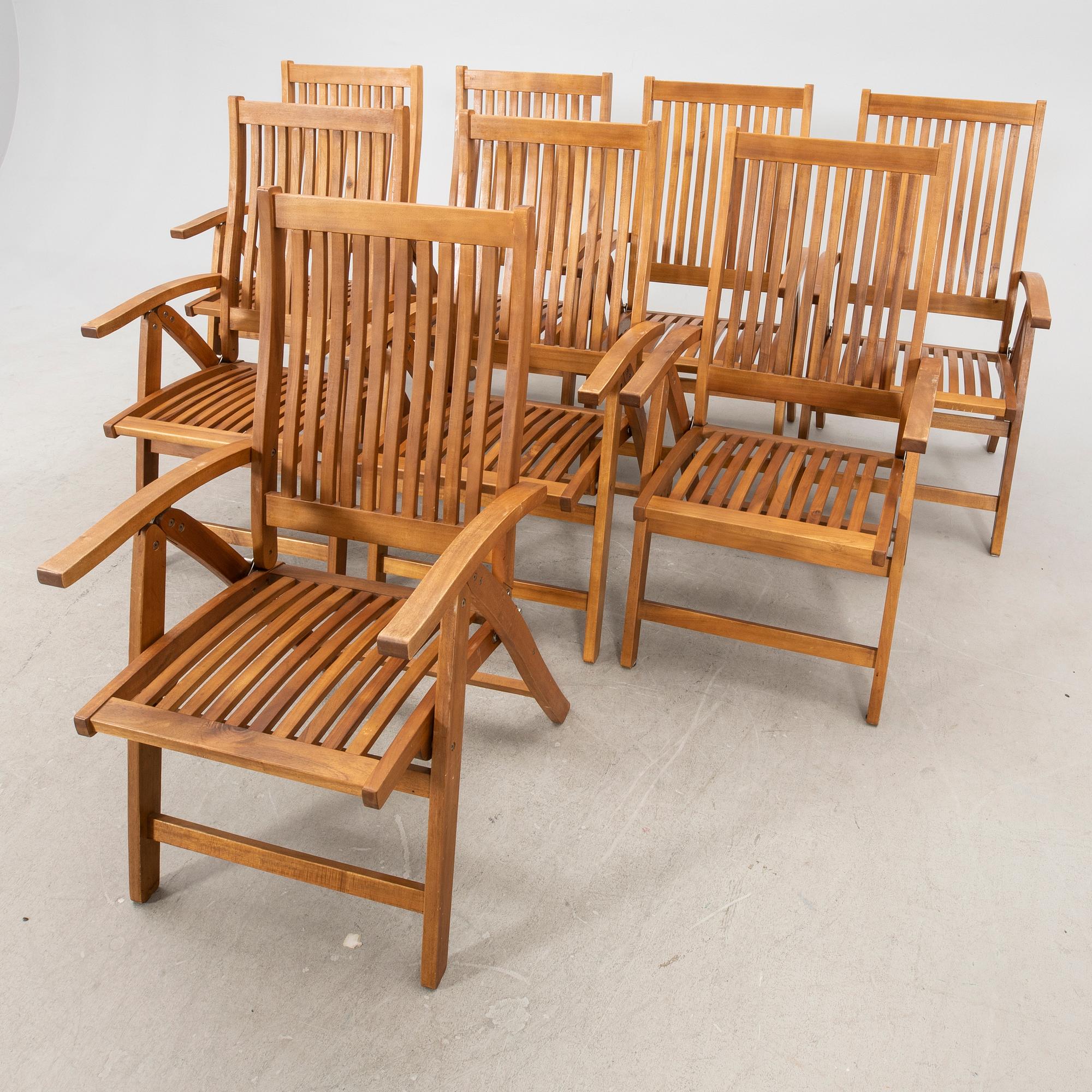 A 9 pcs stained teak garden suite by Brafab around 2000.