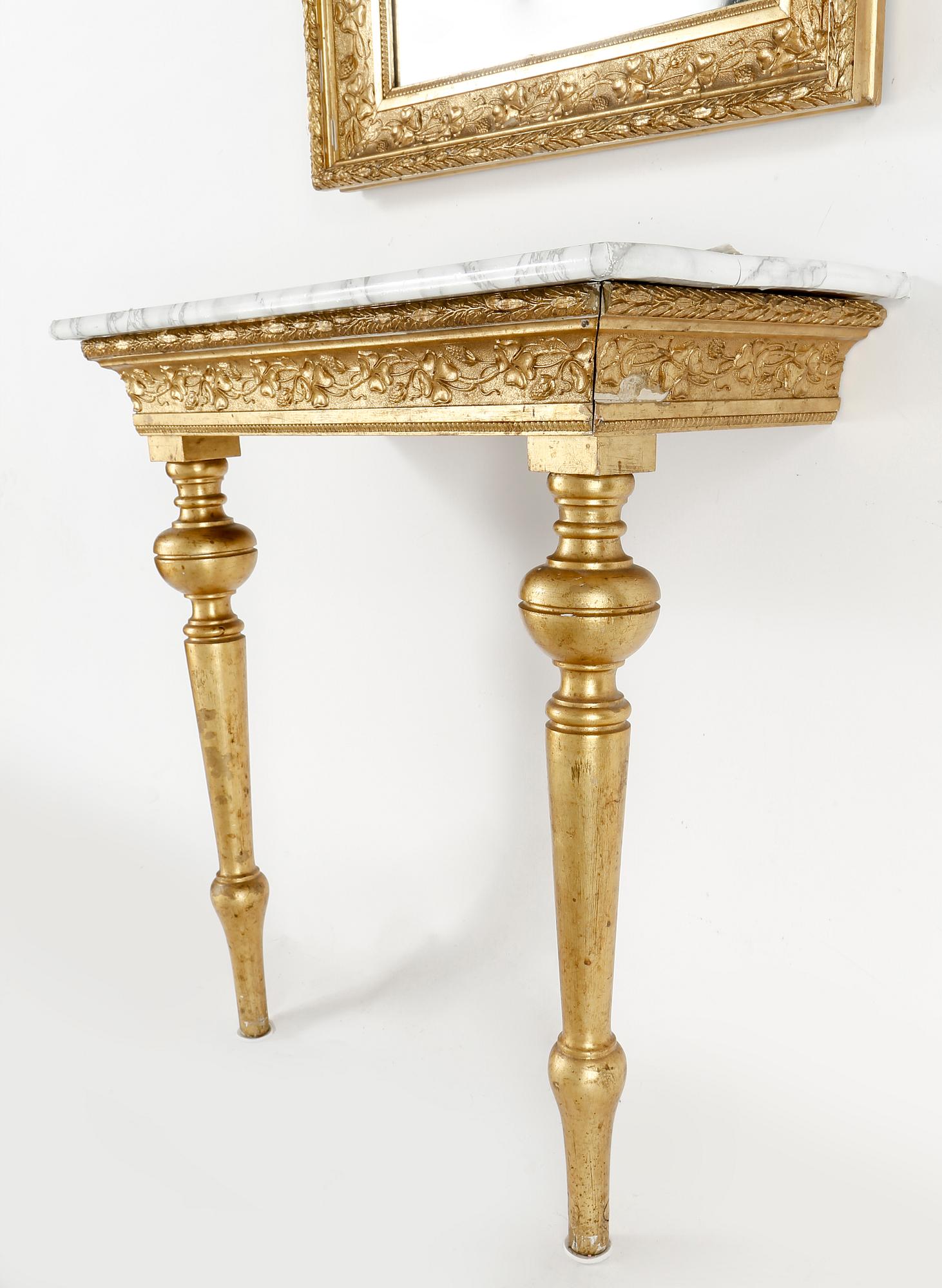 SPEGEL MED KONSOLBORD, nyrenässans, sent 1800-tal.