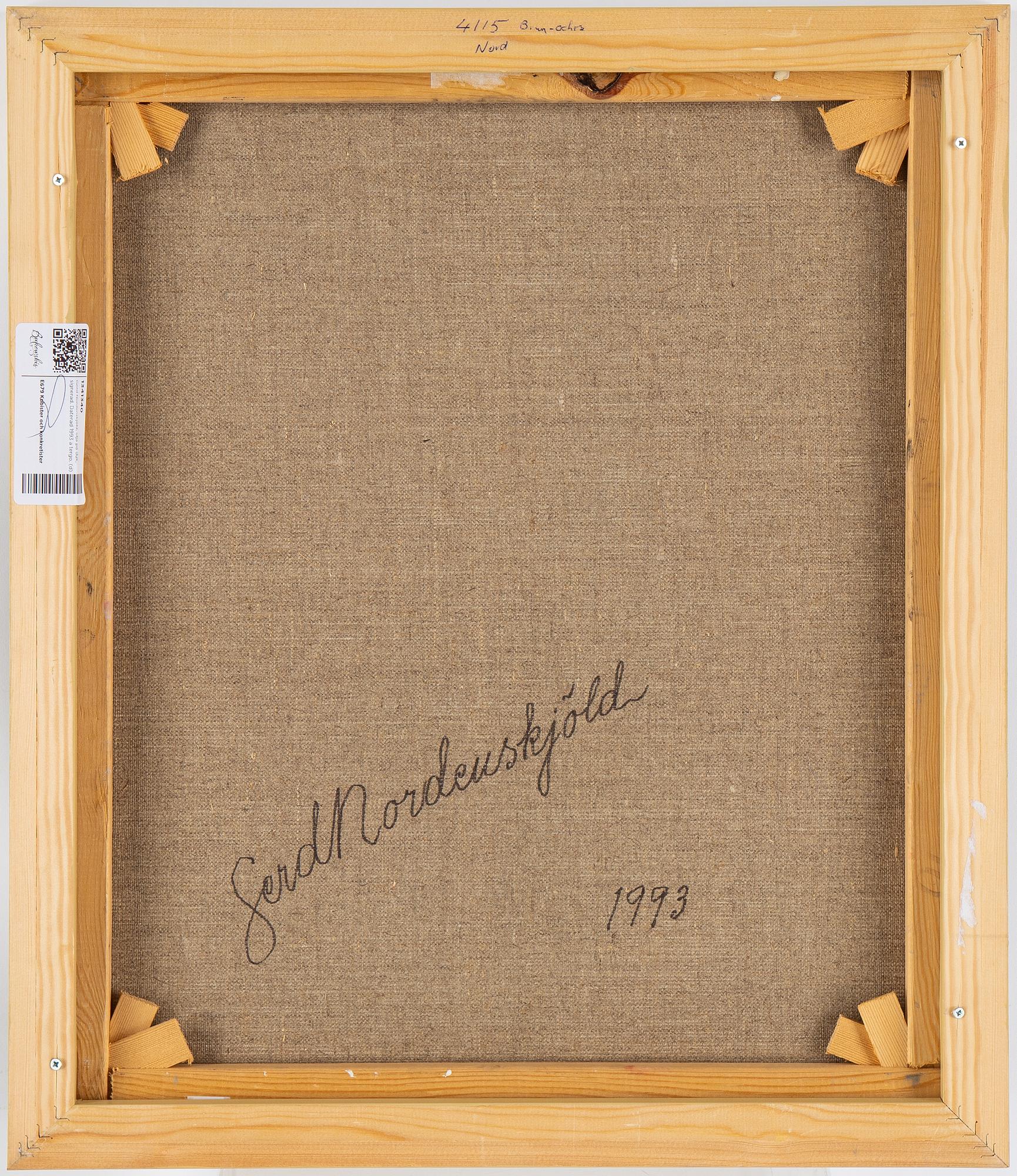 Gerd Nordenskjöld, oil on canvas, signed. dated 1993 verso.