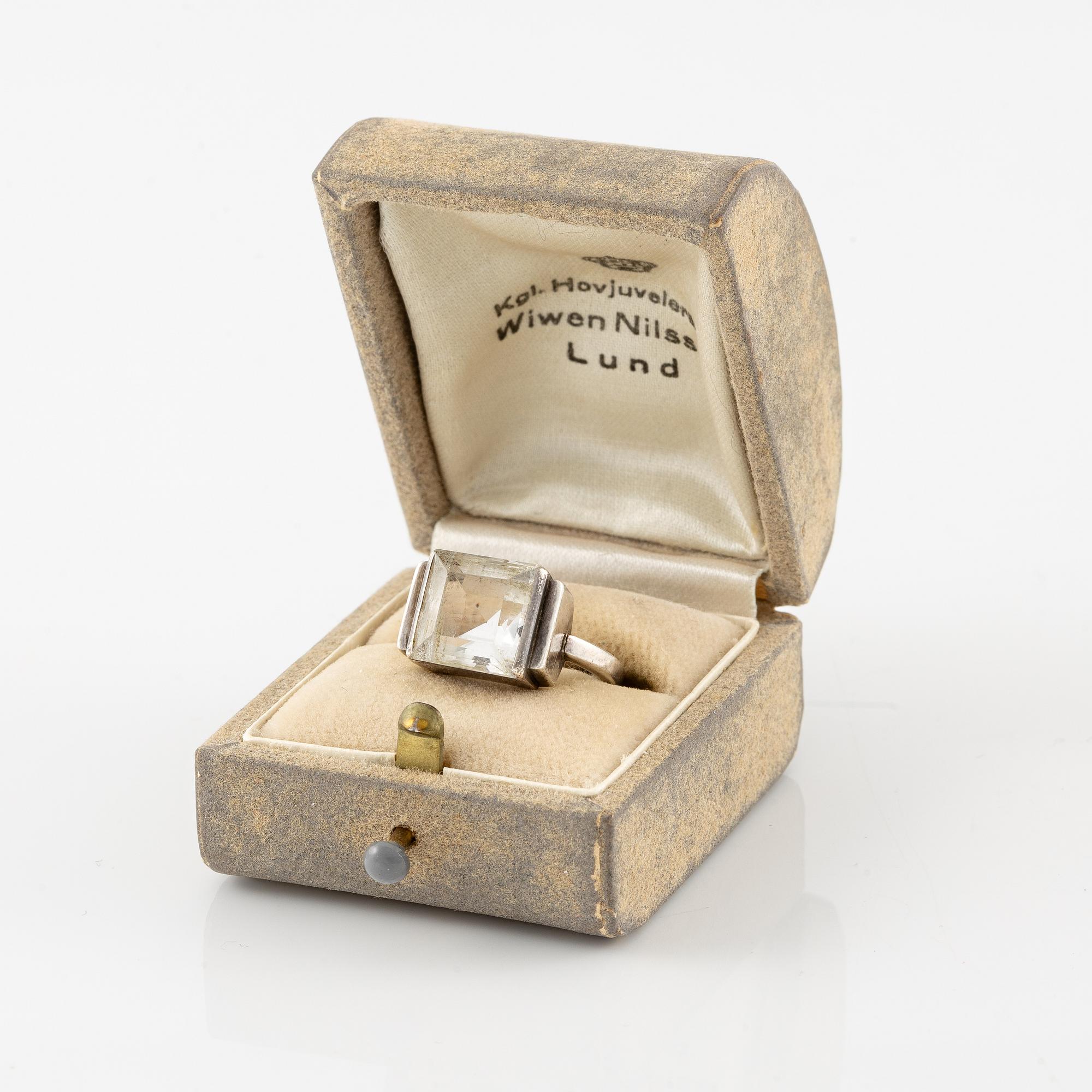 ring, sterling silver with rock crystal. Lund 1938.