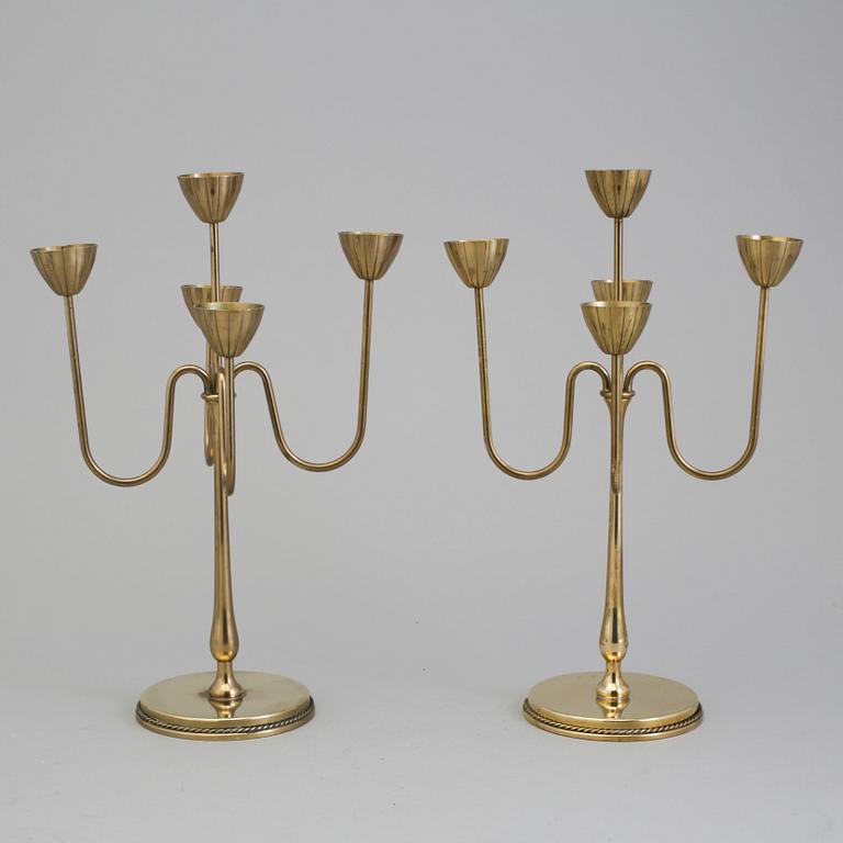 GUNNAR ANDER, kandelabrar, ett par, mässing, Ystad-Metall.