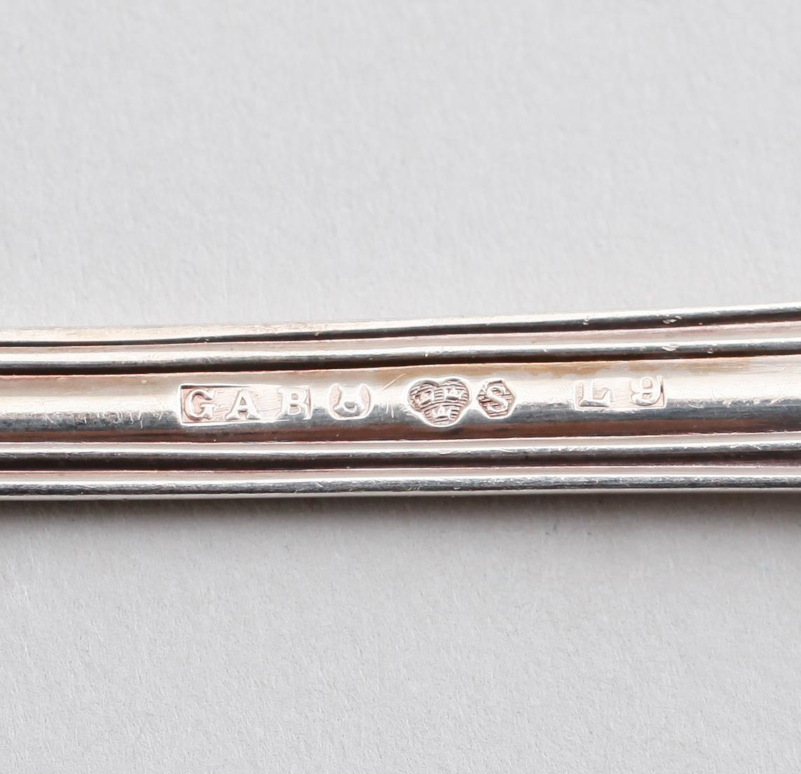 BORDSSKEDAR, 12 st, silver,"Olga", GAB, Stockholm 1960-tal. Vikt ca 584 gram.