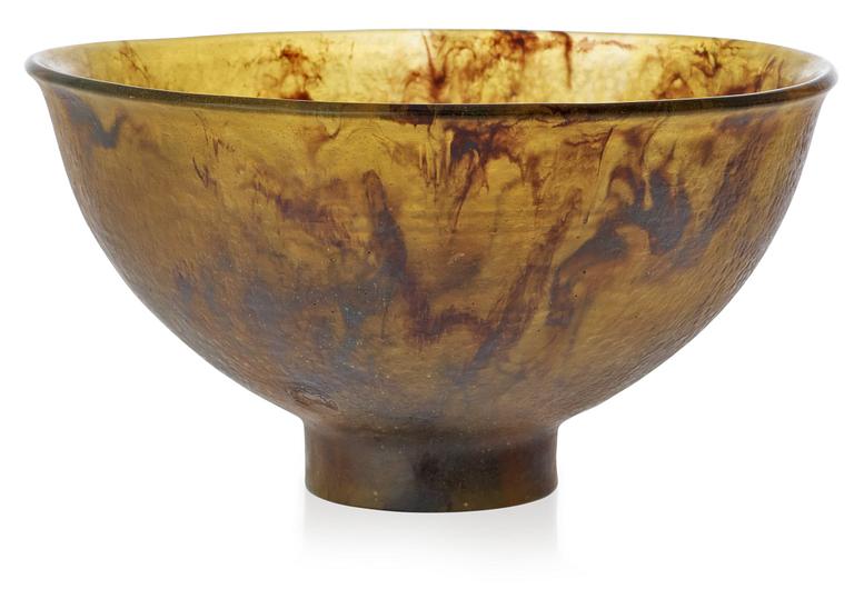 A Francois-Emile Décorchement marbled bowl, France 1920's.