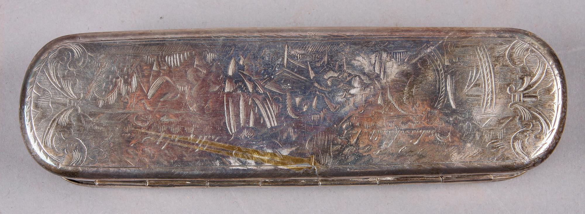 TOBAKSDOSA, mässing, troligen Holland, 1700/1800-tal.
