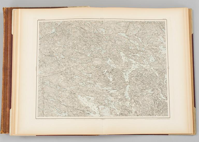 GENERALSTABEN. 2 vol, Generalstabens Karta öfver Sverige. Södra delen 1-2, Karta 1-120. Utan tryckår, sent 1800-tal.