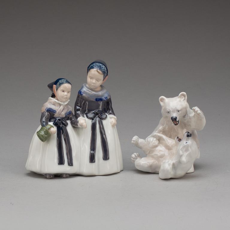 FIGURINER, 2 st. Porslin, Royal Copenhagen.