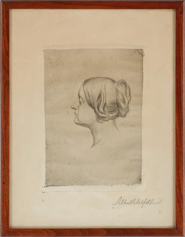 ALBERT EDELFELT, etsning, signerad.