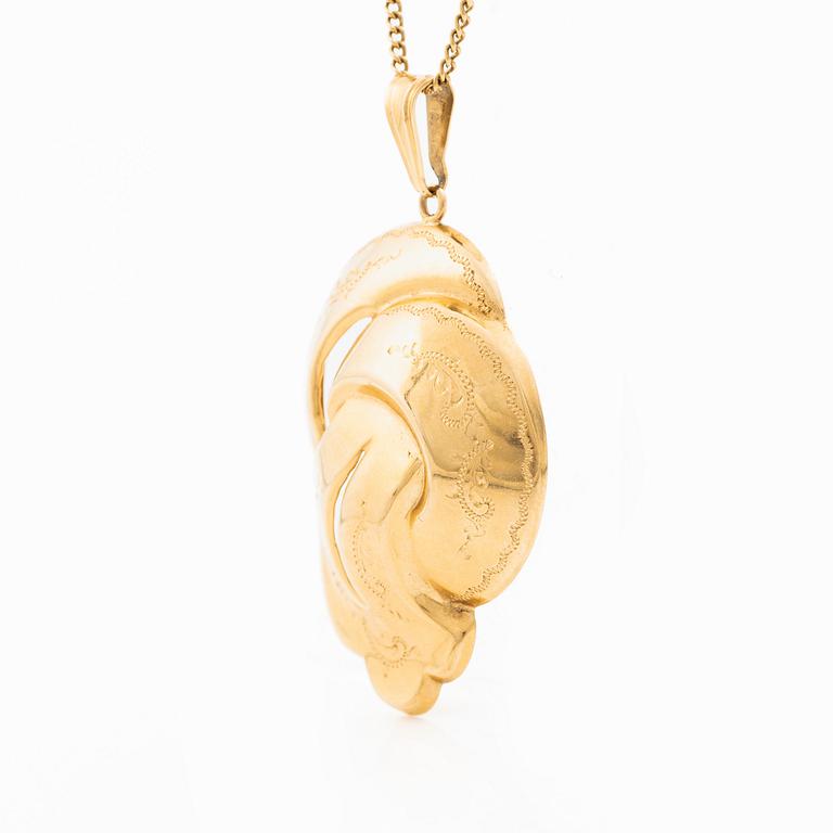 Pendant with chain, 18K gold.