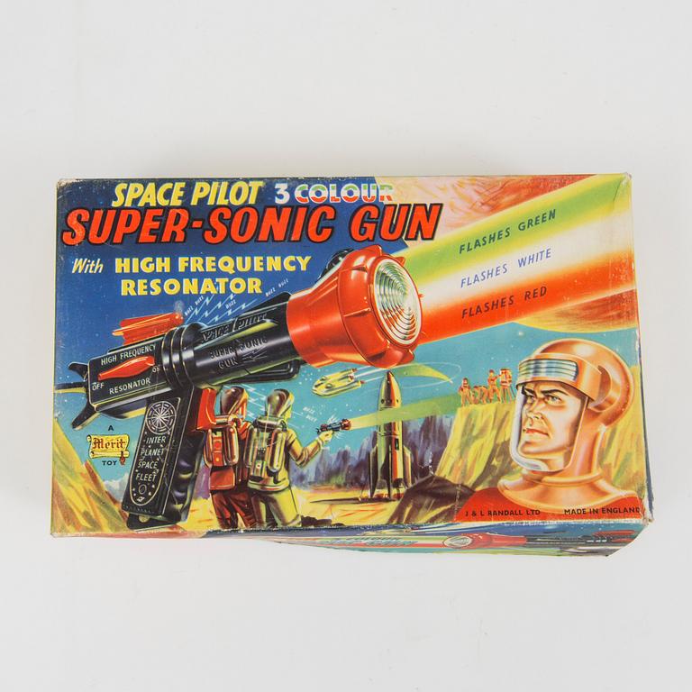 A "Super Sonic Gun" and "Dan Dare Rocket Gun" by Merit Toys, England, 1950s.