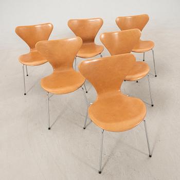 Arne Jacobsen, chairs 6 pcs, "The Seven" for Fritz Hansen Denmark.