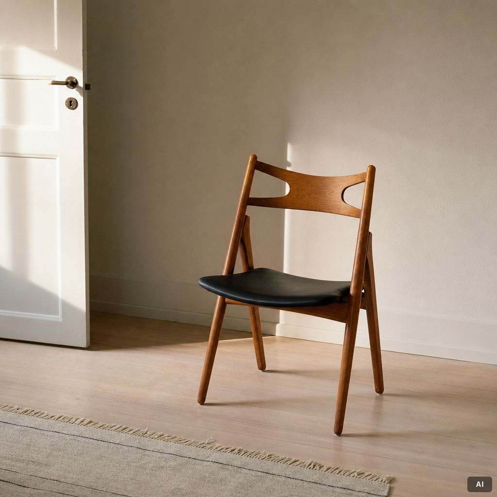 Hans J. Wegner, stolar, 6 st, "Savbukkestolen", Danmark, 1950/60-tal.