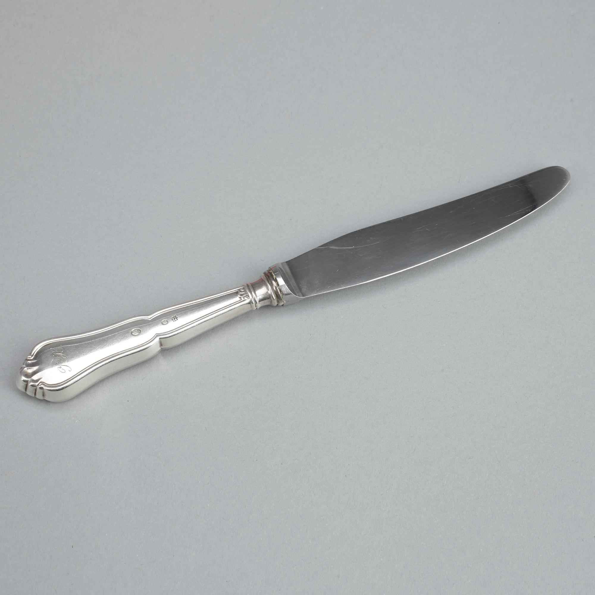 KNIVAR, 12 st, silver, mestadels Johannes Siggaard, Danmark, 1937.