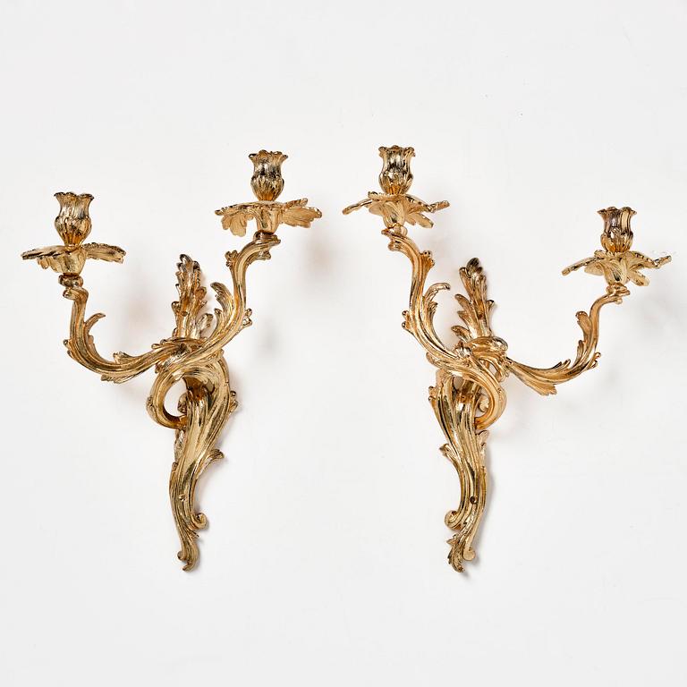 Appliquer, sex stycken, för två ljus, 1900-tal, Louis XV-stil.