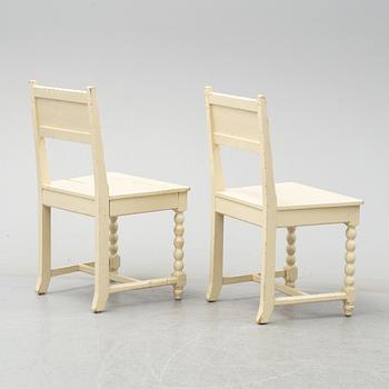 A set of table and two chairs, baroque-style, 20th century.