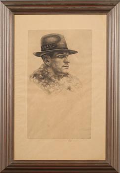 Axel Fridell · AXEL FRIDELL, torrnål, signerad och daterad 1933.