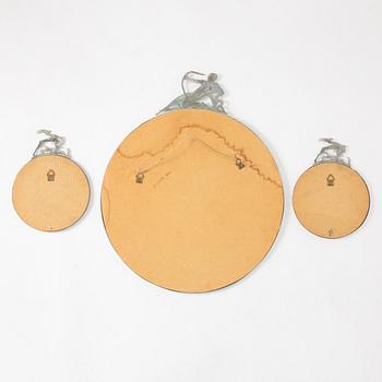 Three mirrors, including CG Hallberg, Sweden, 1930s.