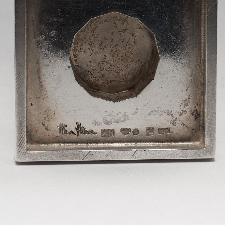 Wiwen Nilsson, a silver set with a pair of candlesticks and a cigarette case, Lund Sweden 1927-38.