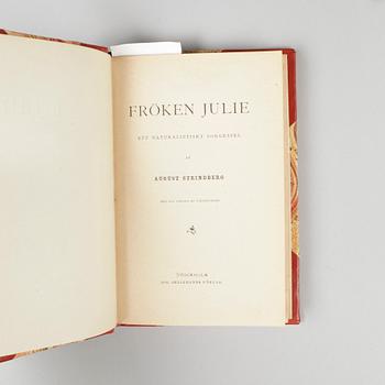 BOK, 2 exemplar, "Fröken Julie" av August Strindberg, Stockholm 1888.