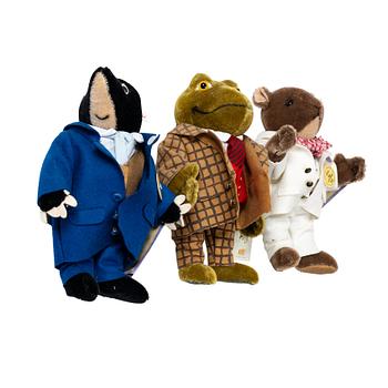 Steiff, toy animals, 3 pcs, Ratty, Toad and Mole.
