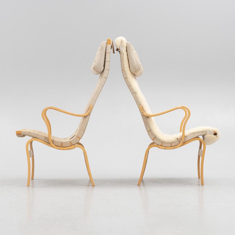 Bruno Mathsson,  fåtöljer, ett par, ”Eva hög”, Dux, 1900-talets slut.