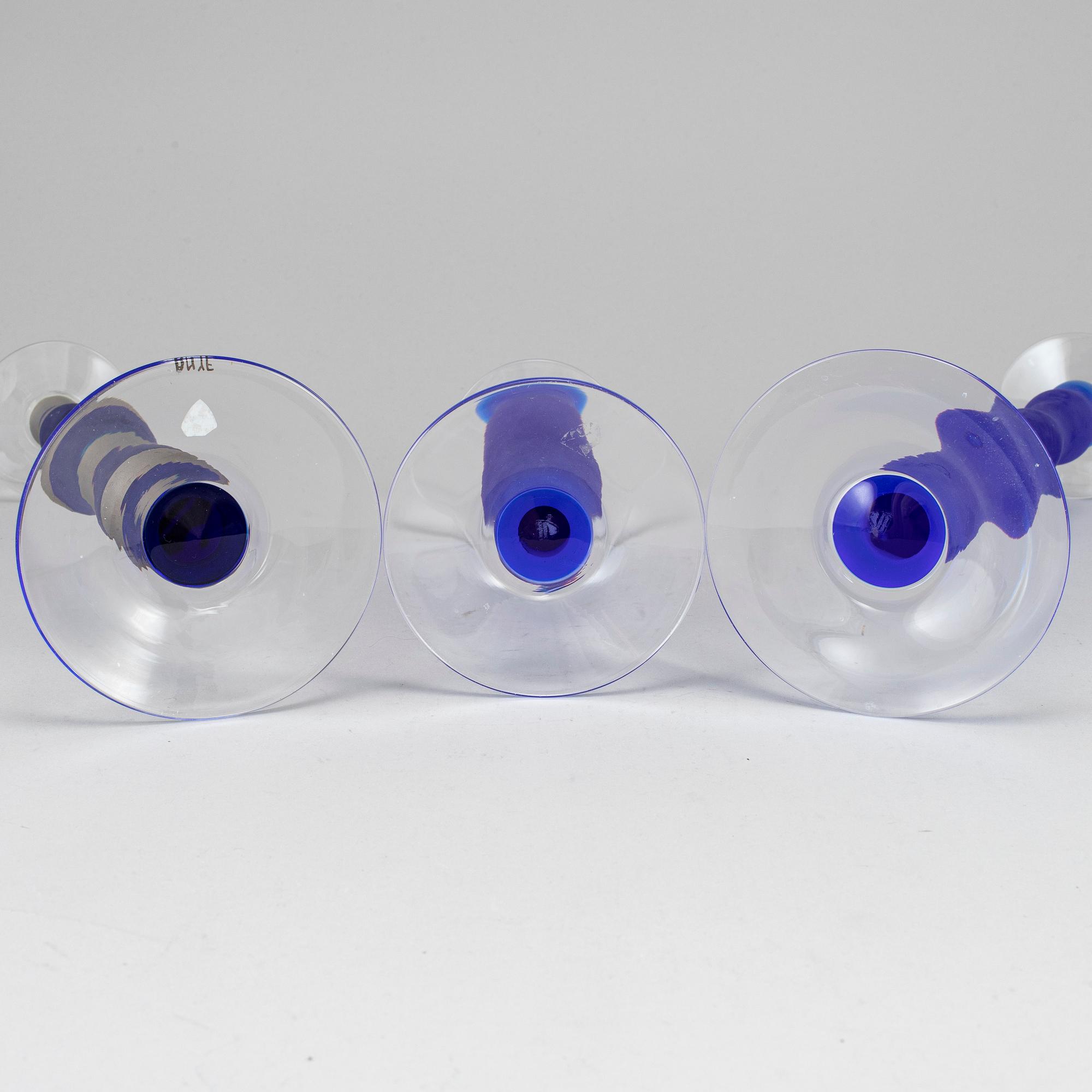 ANNE NILSSON, ljusstakar, 3 st, glas, "Celeste", Orrefors.