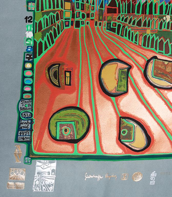 Friedensreich Hundertwasser, the complete portfolio comprising 10 silkscreens in colours with metallic imprints.