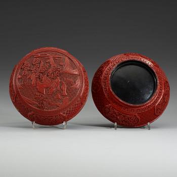 A red lacquer box with cover, Qing dynasty.