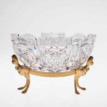 SKÅL, brännförgylld brons samt kristall, 1900-talets början och 1900-talets mitt.