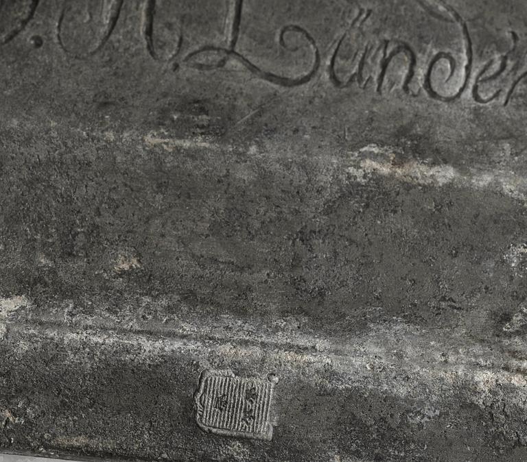 Six late Gustavian pewter candlesticks by P. H. Lundén, master in Lidköping 1797-1834.