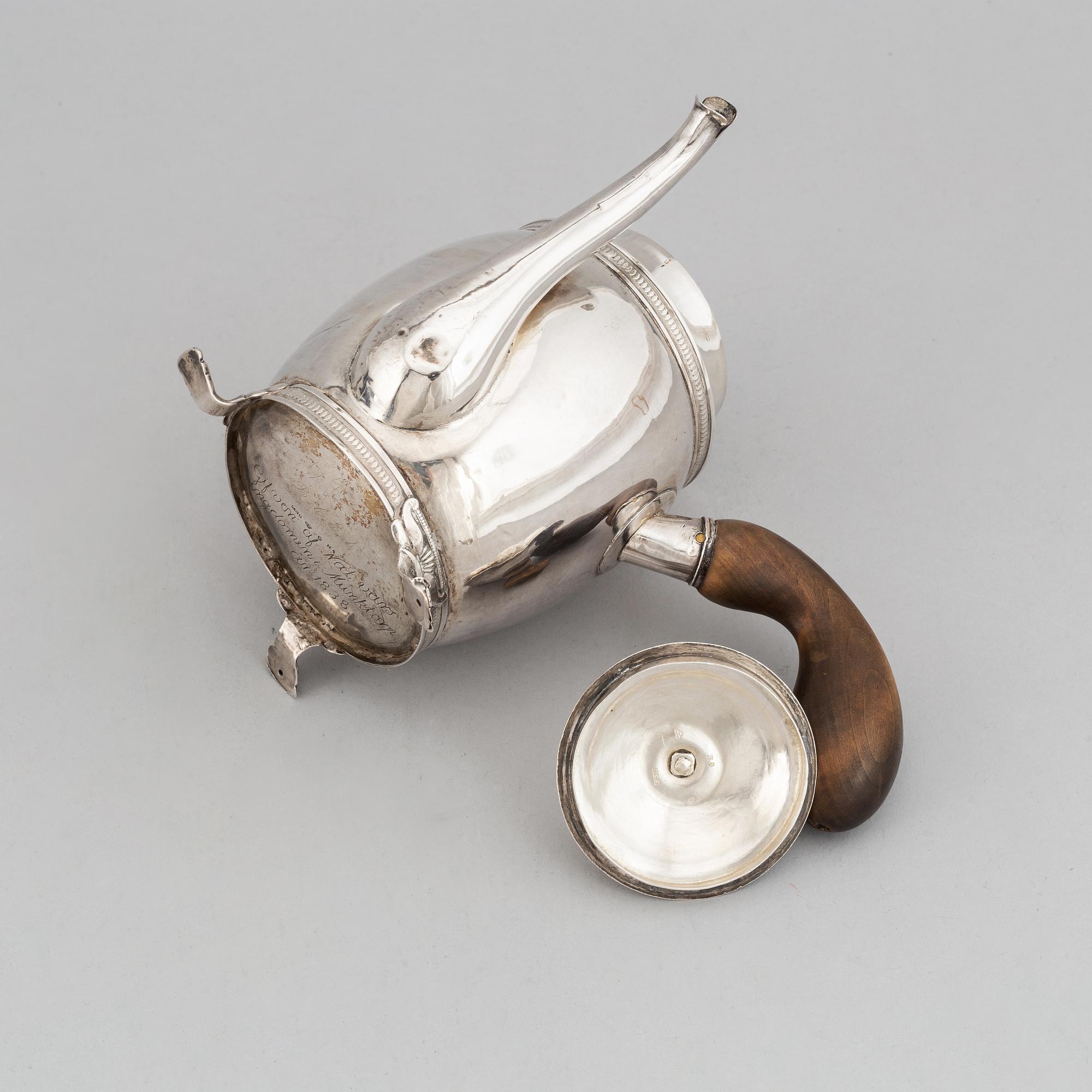 A swedish silver coffee-pot, mark of Carl Gustaf Hjulström, Köping 1838.