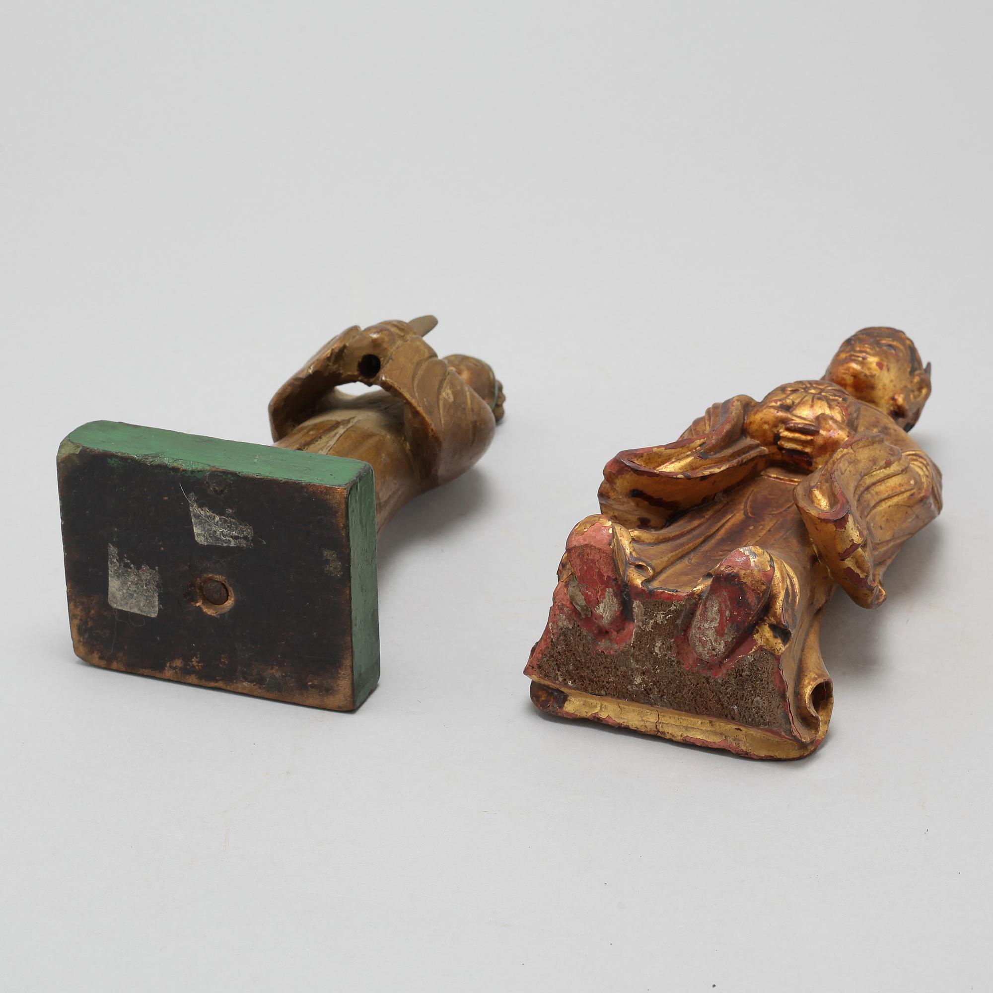 Two Chinese sculptures of deities, 20th Century.
