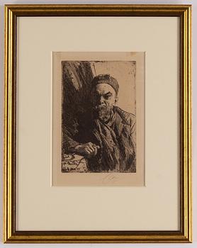 Anders Zorn, etching, 1895, signed in pencil.