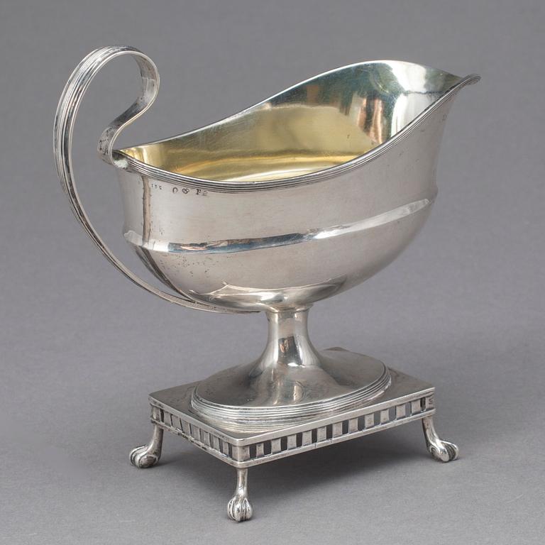 GRÄDDKANNA, silver, gustaviansk,oidentifierad mästarstämpel, Stockholm 1797. Vikt ca 241 gram.