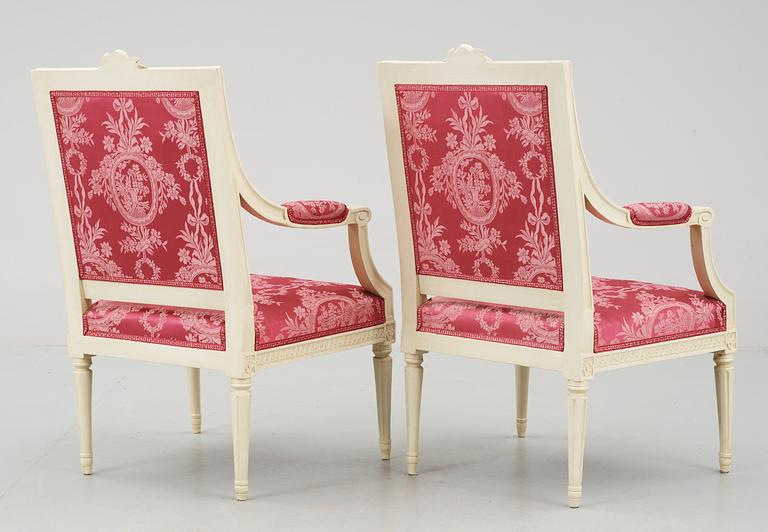 A pair of Gustavian armchairs by J. E. Höglander.