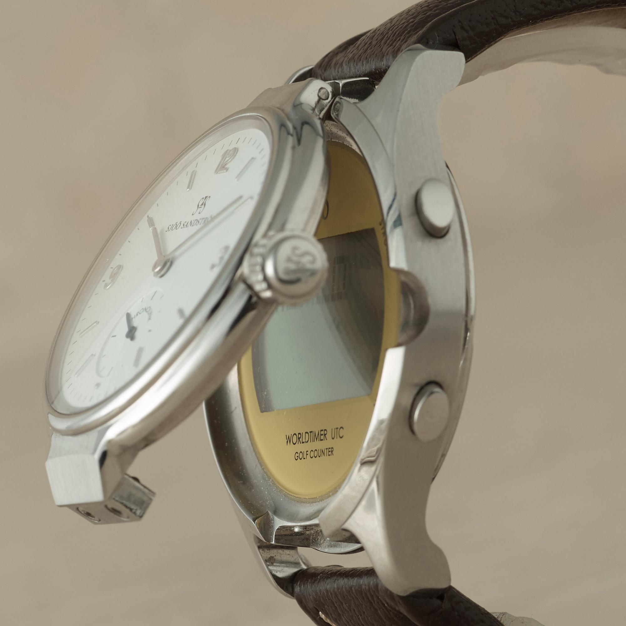 SJÖÖ SANDSTRÖM, Chronolink, Worldtimer UTC, Golf Timer, "Första 100-serien", armbandsur, 40 mm,