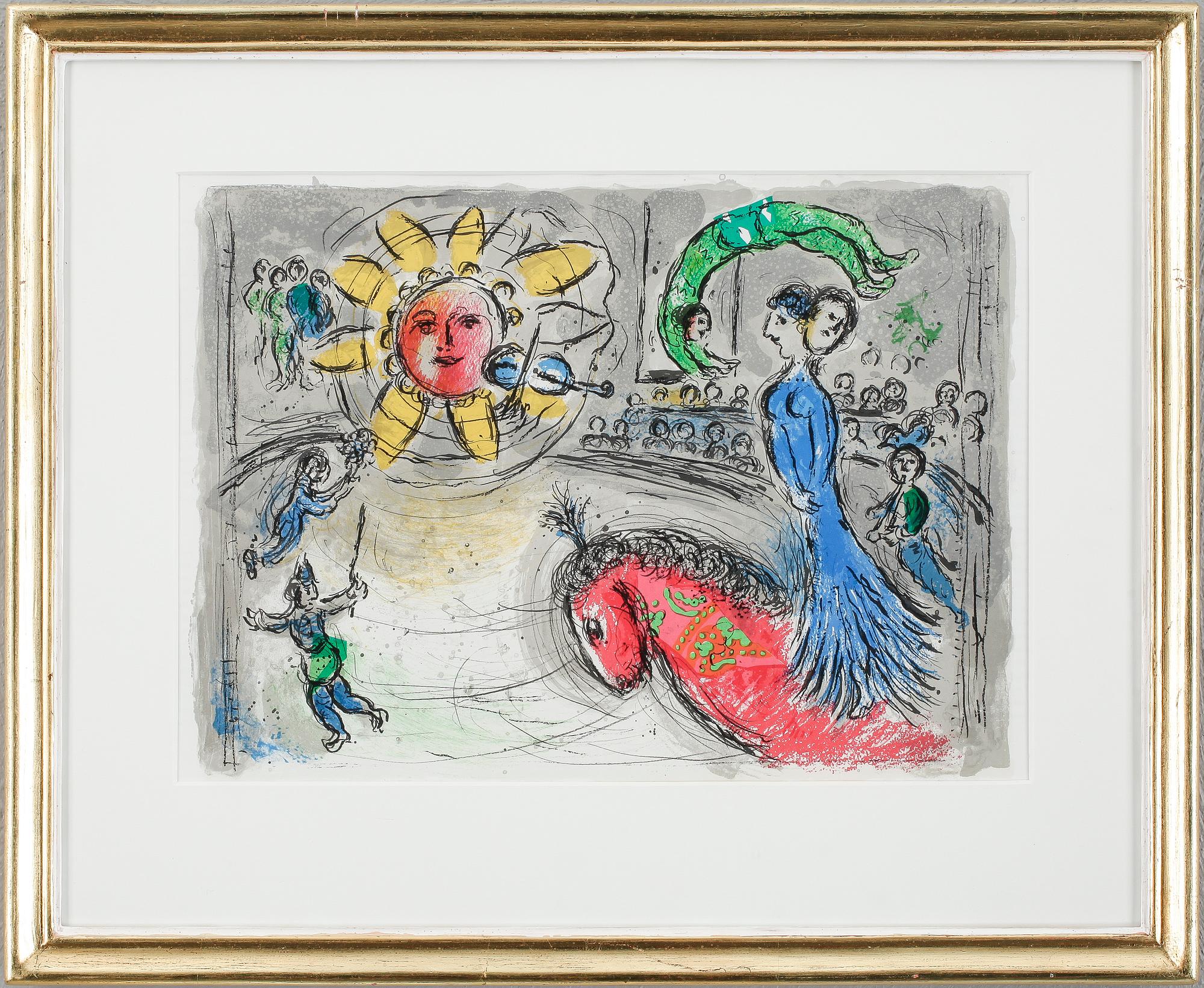 MARC CHAGALL, efter, färglitografi, ej signerad.