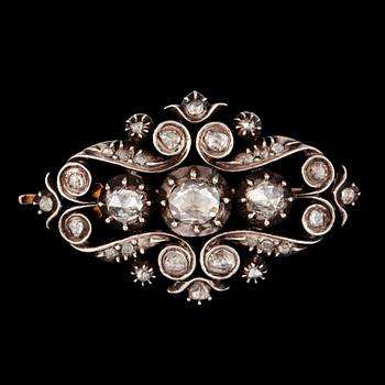 145. A late Victorian rose-cut diamond brooch.