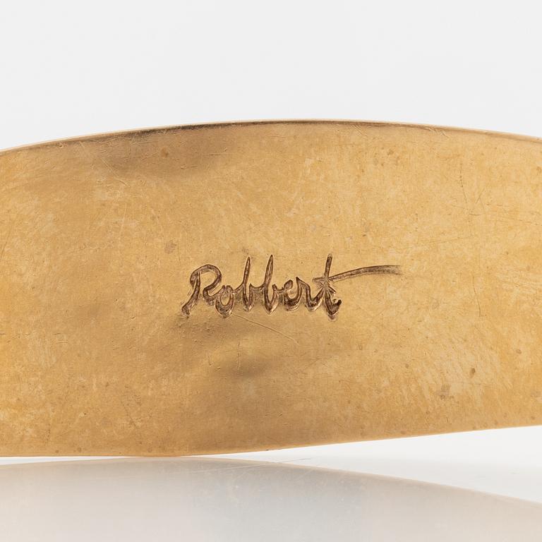 Bracelet, Robbert, 18K gold with red stones. Trosa 1971.