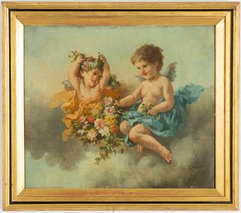 Francois Boucher, in the manner of.  Putti, a pair.
