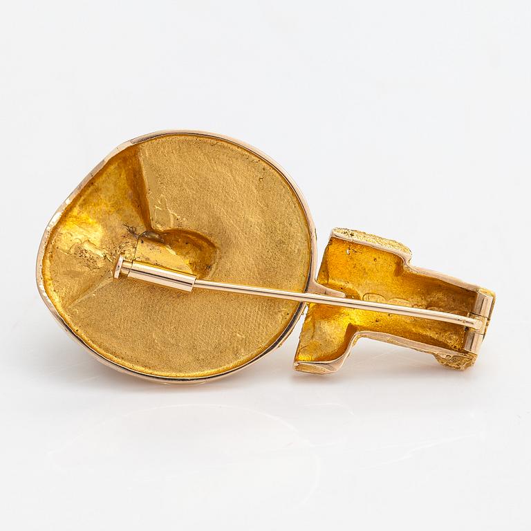 Björn Weckström, A 14K gold brooch 'Sea flower' with cultured pearls for Lapponia 1970.