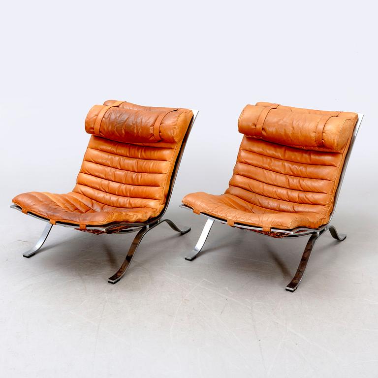 Arne Norell, a pair of "Ari" leather easy chairs 1960/70s.