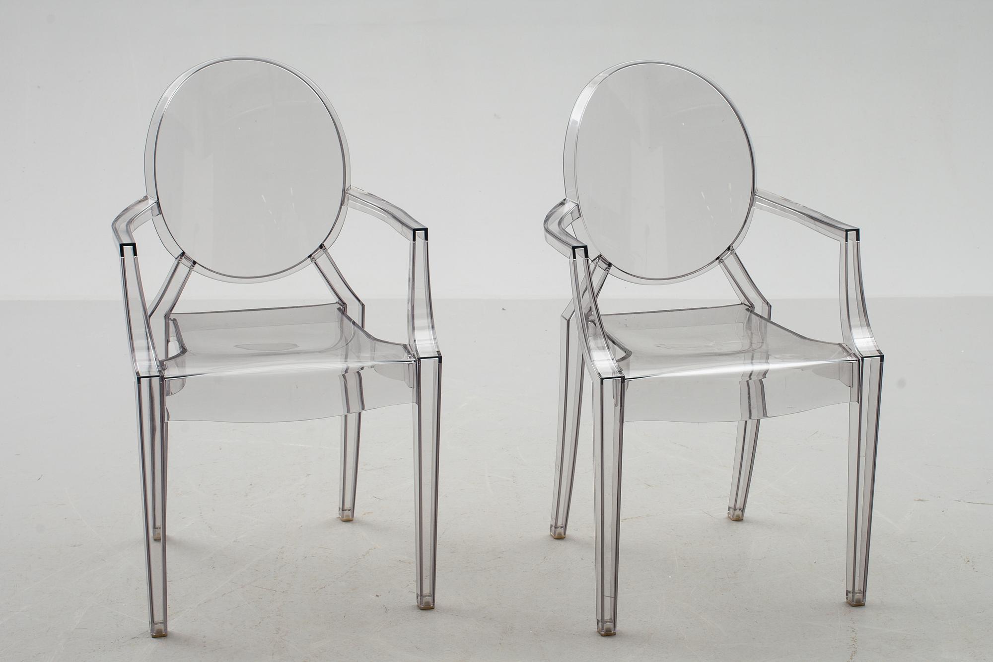 KARMSTOLAR, ett par, "Louis Ghost", Philippe Starck för Kartell.