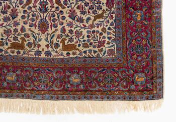 An antique pictoral silk Kashan, c. 205 x 128 cm.