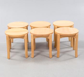 Six "model 127" stools, designed by Åke Axelsson for Gärsnäs, dated 1984.