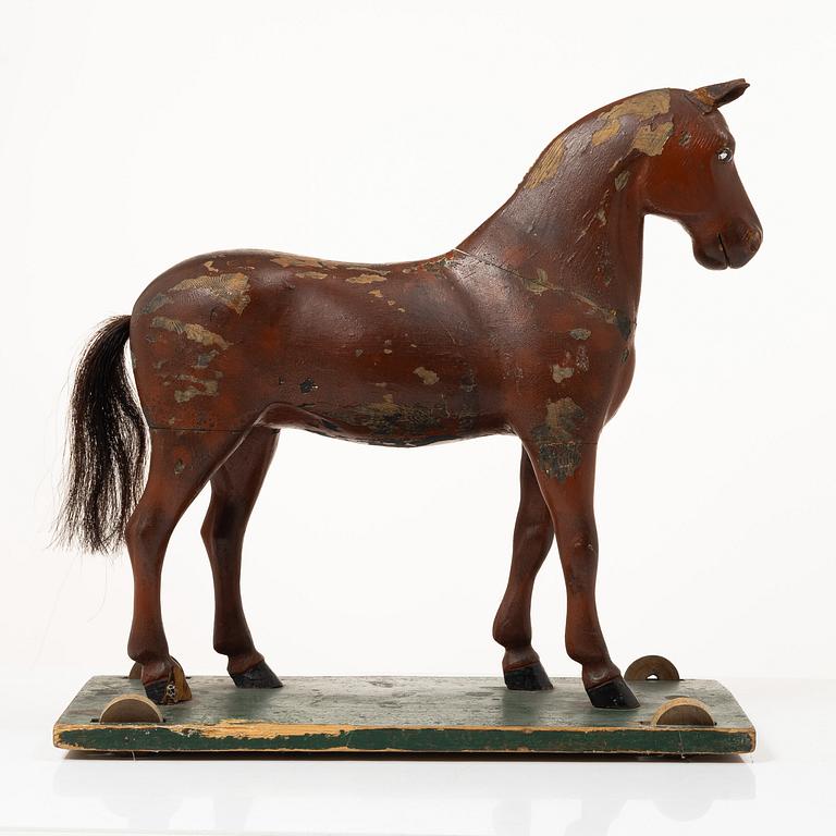 A toy horse, early 20th century.