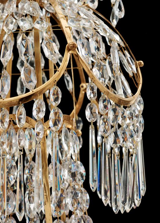 A late Gustavian circa 1800 twelve-light chandelier.