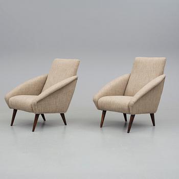 FÅTÖLJER, ett par, tillskrivna Gio Ponti, 1950-tal.