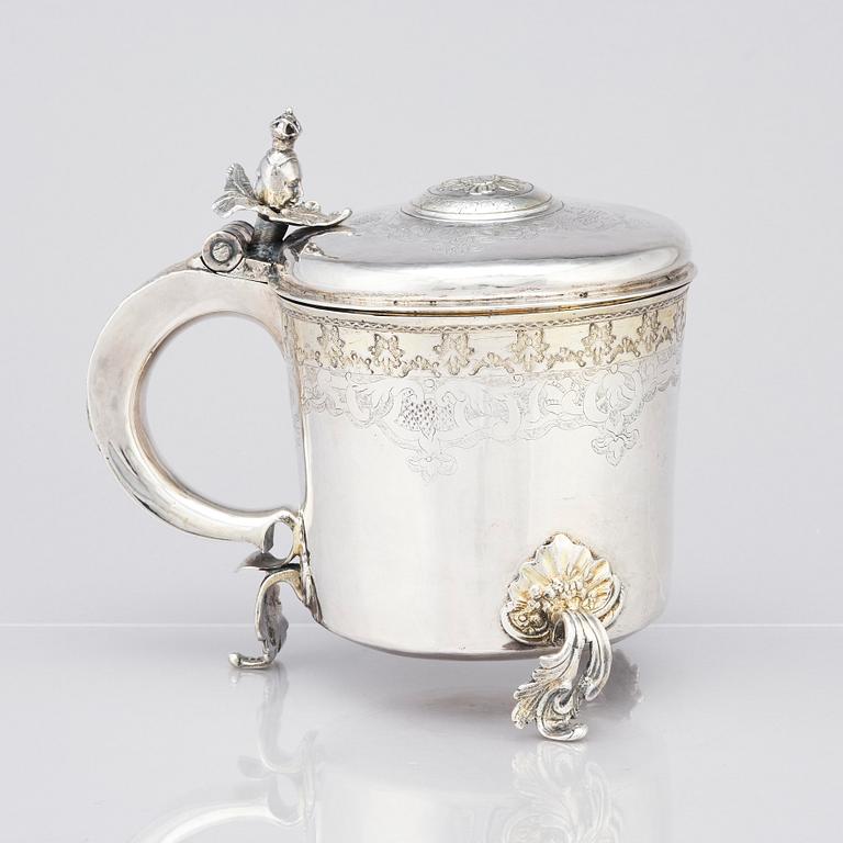 A Swedish 18th century parcel-gilt tankard, marks of Alexander V. Holst, Härnösand 1766.