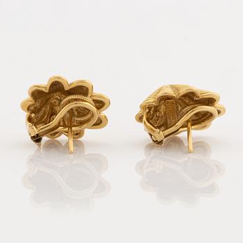 A pair of 18K gold Tiffany & Co earrings design Schlumberger.